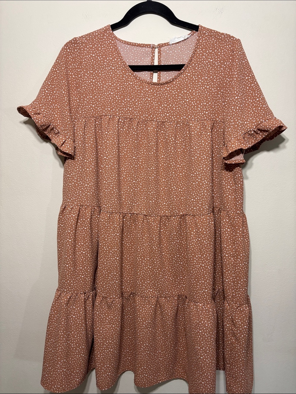 Altar'd State Rust Polka Dot Tiered Mini Dress
